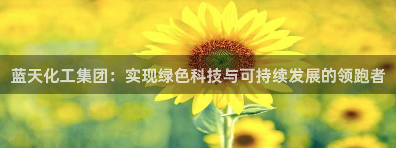 球盟会黑款吗知乎小说：蓝天化工集团：实现绿色科技与可持续发展